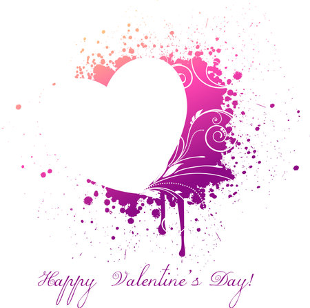 Beautiful grunge heart with floral elements. Valentine's day concept.のイラスト素材