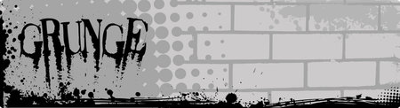 Grunge banner in gray color with  halftone pattern and brick wallsのイラスト素材
