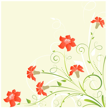 Floral corner background with bright flowersのイラスト素材