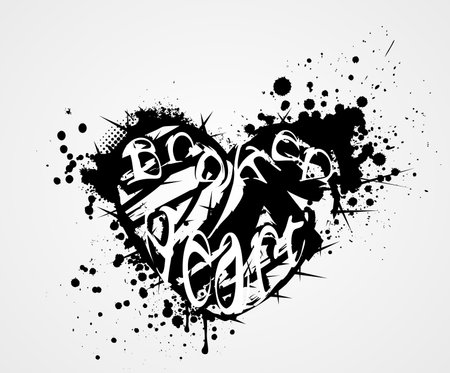 Grunge heart with broken heart symbol and thornsのイラスト素材