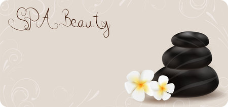 Spa swirl background with stones and plumeriaのイラスト素材