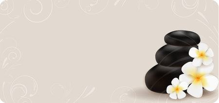 Spa swirl background with stones and plumeriaのイラスト素材