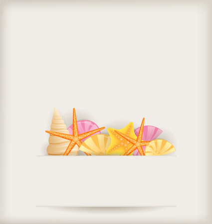 Summer background with seashells and starfishesのイラスト素材