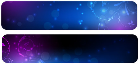 Two banners in dark color with floral elementsのイラスト素材