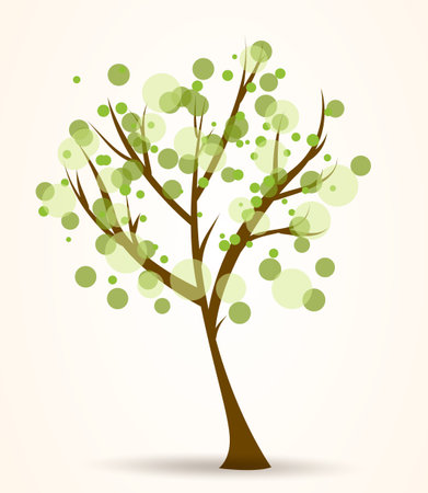 Abstract tree with round green leaves conceptのイラスト素材