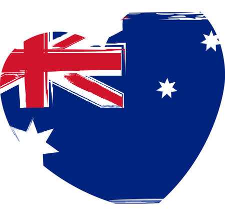 Grunge Australia flag in heart shapeのイラスト素材