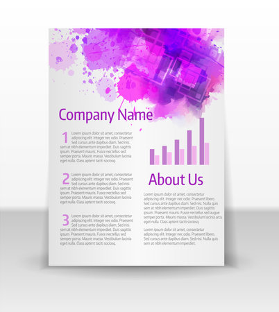 Flyer template with purple paint splash designのイラスト素材
