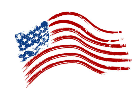 Grunge American USA flag - splattered star and stripesのイラスト素材
