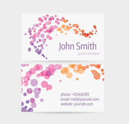 Business card template - front and back side. Abstract dots wave designのイラスト素材