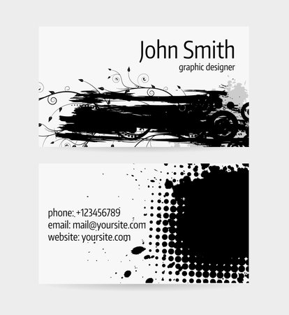 Business card template - front and back side. Grunge design.のイラスト素材