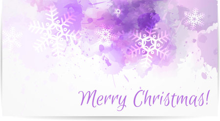 Abstract Christmas card with snowflakes in purple colorのイラスト素材