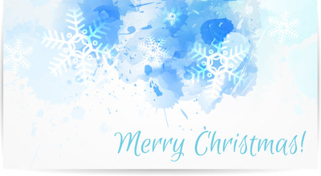 Abstract Christmas card with snowflakes in blue colorのイラスト素材