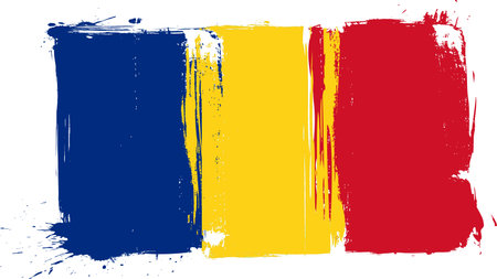 Grunge Romania national flag for your designs.のイラスト素材