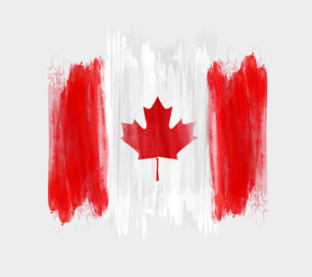 Happy Canada day background with watercolor brushed lines. Grunge canadian flag. Template for invitation, poster, flyer, banner, etc.のイラスト素材