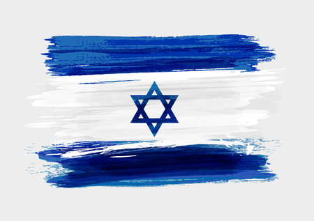 Israel national grunge watercolor brushed flag for your designs.のイラスト素材