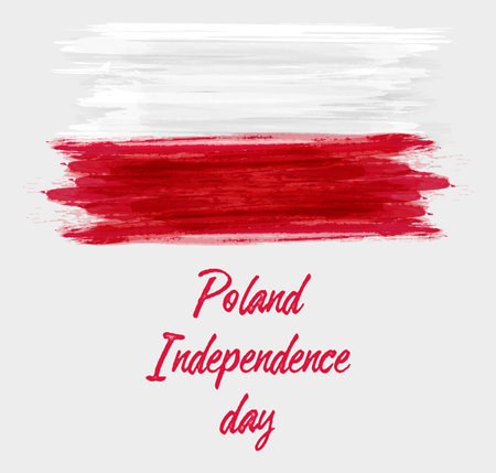 Holiday background with watercolor imitation flag of Poland. 11 November. Poland National Independence day.のイラスト素材