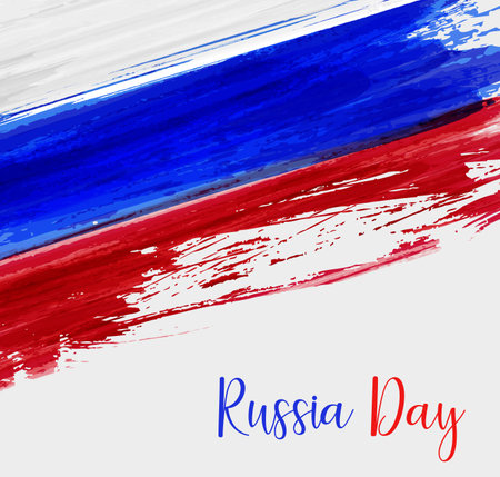 Russia Day holiday background with grunge lines in flag colors.のイラスト素材