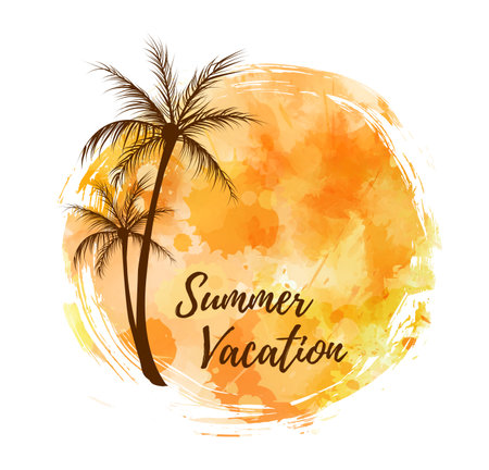 Abstract palm trees Travel vacation conceptのイラスト素材