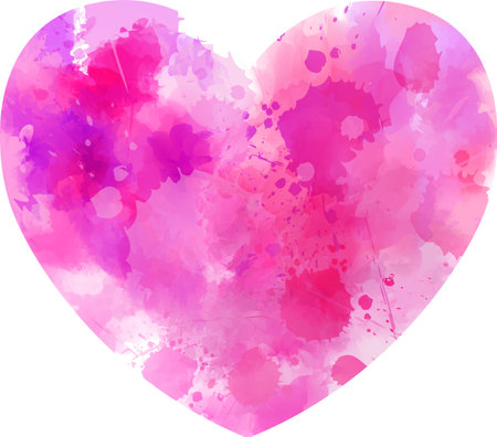 Watercolor imitation abstract grunge heart in pink color. Template for your lettering, design, etc.のイラスト素材