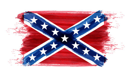 Abstract brushed watercolor imitation abstract flag of Confederate States of America. Vector illustration.のイラスト素材