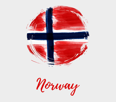 Holiday Background With Grunge Watercolor Imitation Flag Of Norway