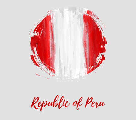 Republic of Peru background. Abstract watercolor grunge flag. National day holiday template for poster, banner, invitation, flyer, etc.のイラスト素材