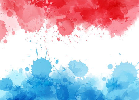Watercolor background with paint splashes in Luxembourg flag colors. Template background for Luxembourg national holidays.のイラスト素材