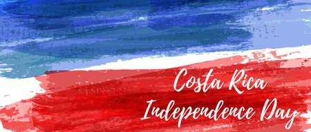 Costa Rica Independence Day. Abstract watercolor paint flag of Costa Rica. Template for national holiday background, poster, banner, invitation, etcのイラスト素材