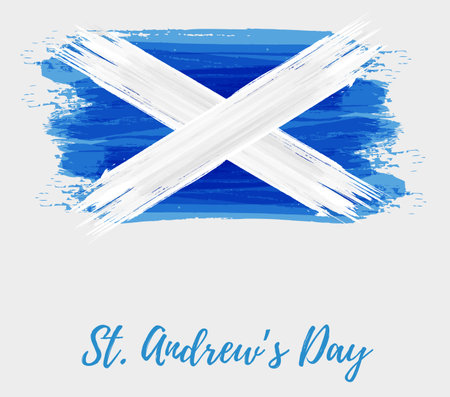 St. Andrew's day - national holiday in Scotland. Template for invitation, poster, flyer, banner, etc. Abstract watercolor splashes flag of Scotlandのイラスト素材