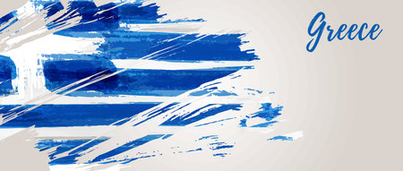 Greece Independence Day holiday background. Abstract grunge brushed flag of Greece. Template for national holiday background, banner, poster, etc.のイラスト素材