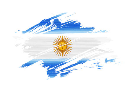 Abstract grunge watercolor flag of Argentine Republic. Template for national holiday poster, banner, flyer, invitation, etc.のイラスト素材