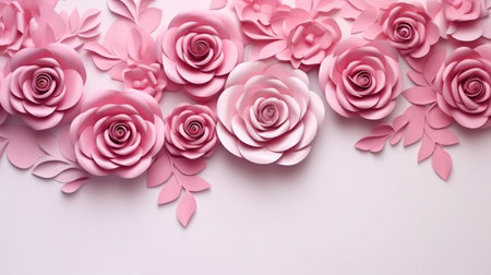 Abstract paper cut flowers. Spring concept. Frame template for decoration, invitation, greeting card.の素材