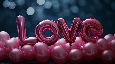 Balloons text - Love in pink color. Valentine's day conceptの素材