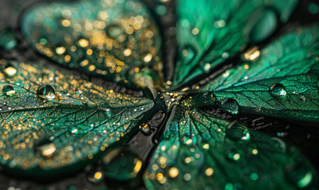 Saint Patrick's day abstract background. Green clover leaves on beautiful bokeh background. Holiday concept.の素材