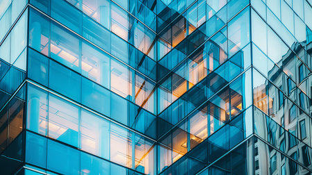 Abstract modern glass office building in downtown.の素材