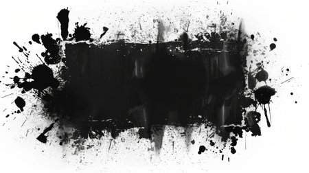 Grunge black banner. Template for your modern designs. Brushed grungy painted lines.の素材