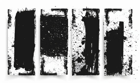 Grunge black banner. Template for your modern designs. Brushed grungy painted lines.の素材