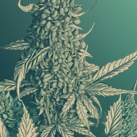 Cannabis background. Hand drawn sketch style. Vector illustration.の素材
