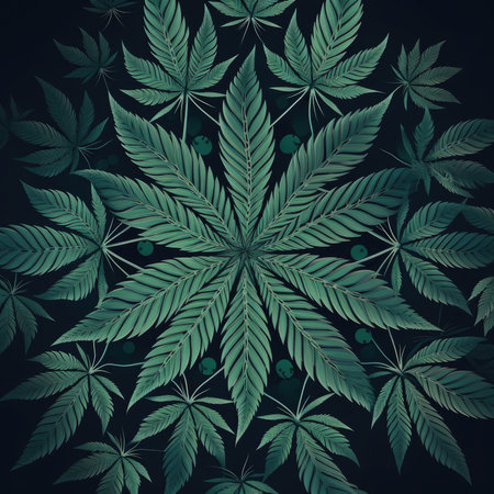 Cannabis leafs on a dark background. Vector illustration.の素材