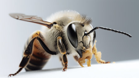 Close-up of a bee on a white background. Macro.の素材