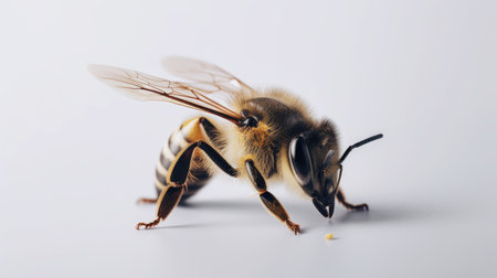 Honeybee isolated on white background. Apis melliferaの素材