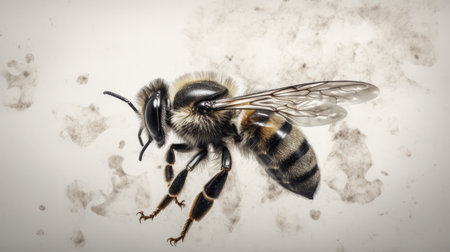 Honeybee, Apis mellifera, on white backgroundの素材