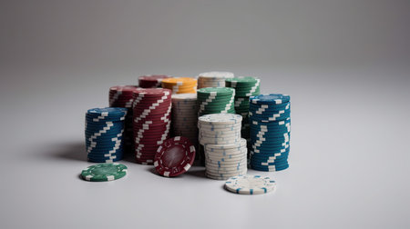poker chips isolated on a white background with copy space for textの素材