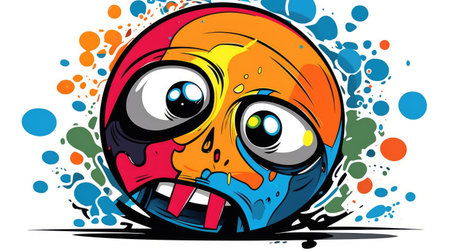 Cartoon monster face on abstract background. Vector illustration ready for vinyl cutting.の素材
