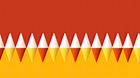 3d rendering of yellow and orange pencils in row on red backgroundの素材