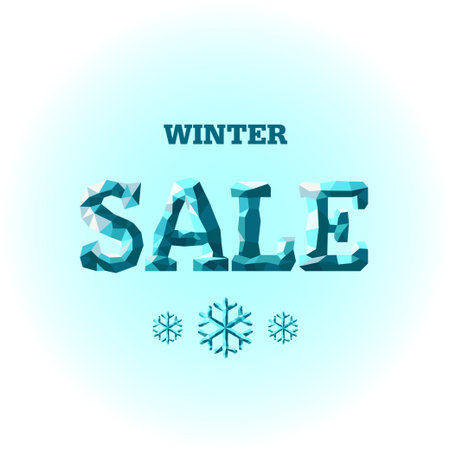 Winter sale in blue tones in the form of crystals.のイラスト素材