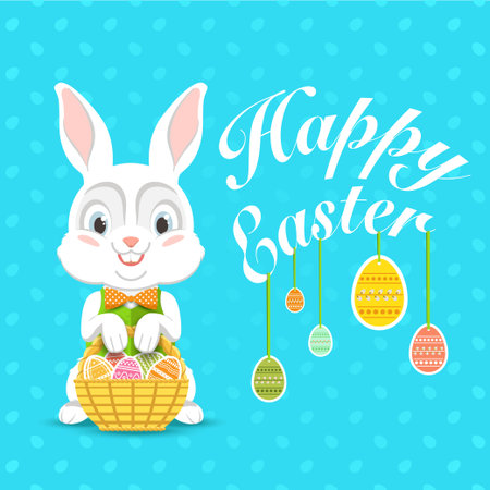 Happy Easter. Vector illustration with easter bunny.のイラスト素材