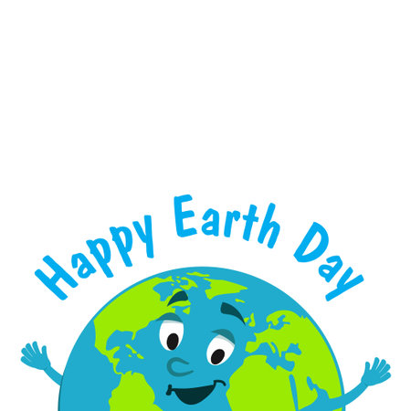 Earth Day. Funny vector illustration of the earth on a white background.のイラスト素材