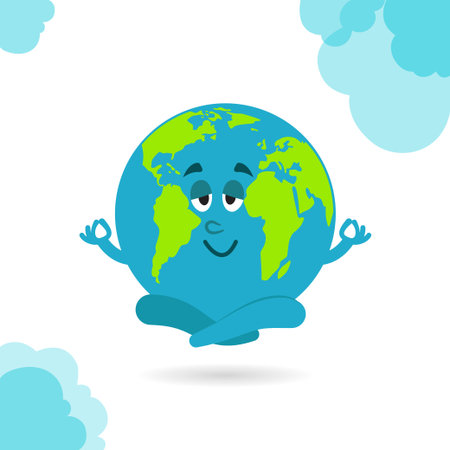 Earth Day. Funny vector illustration of the earth on a white background.のイラスト素材