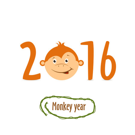 Flat funny brown monkey on a white background. Vector illustration.のイラスト素材